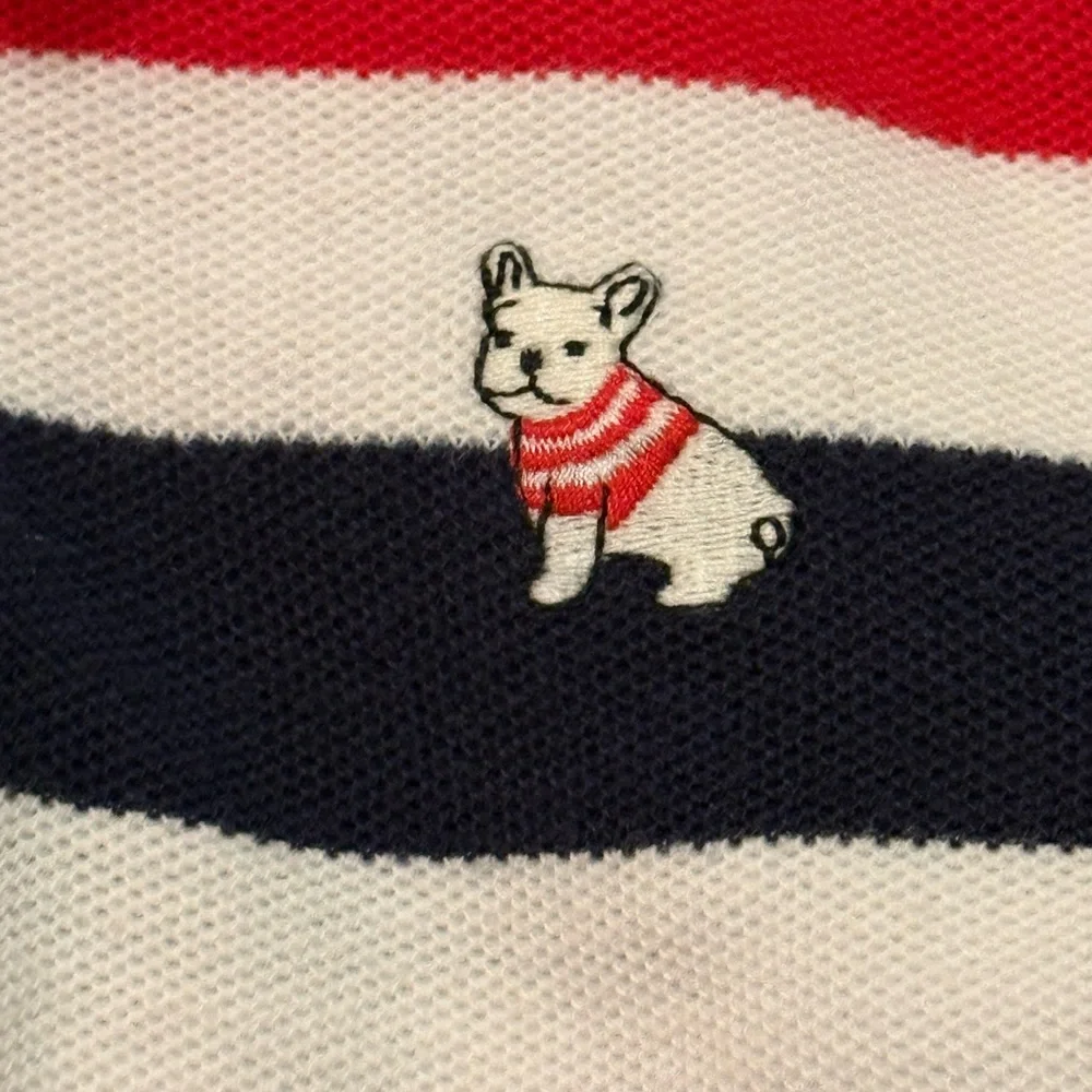 JANIE AND JACK Boys 12-18M One Piece Striped Long Sleeve Romper With Dog Emblem